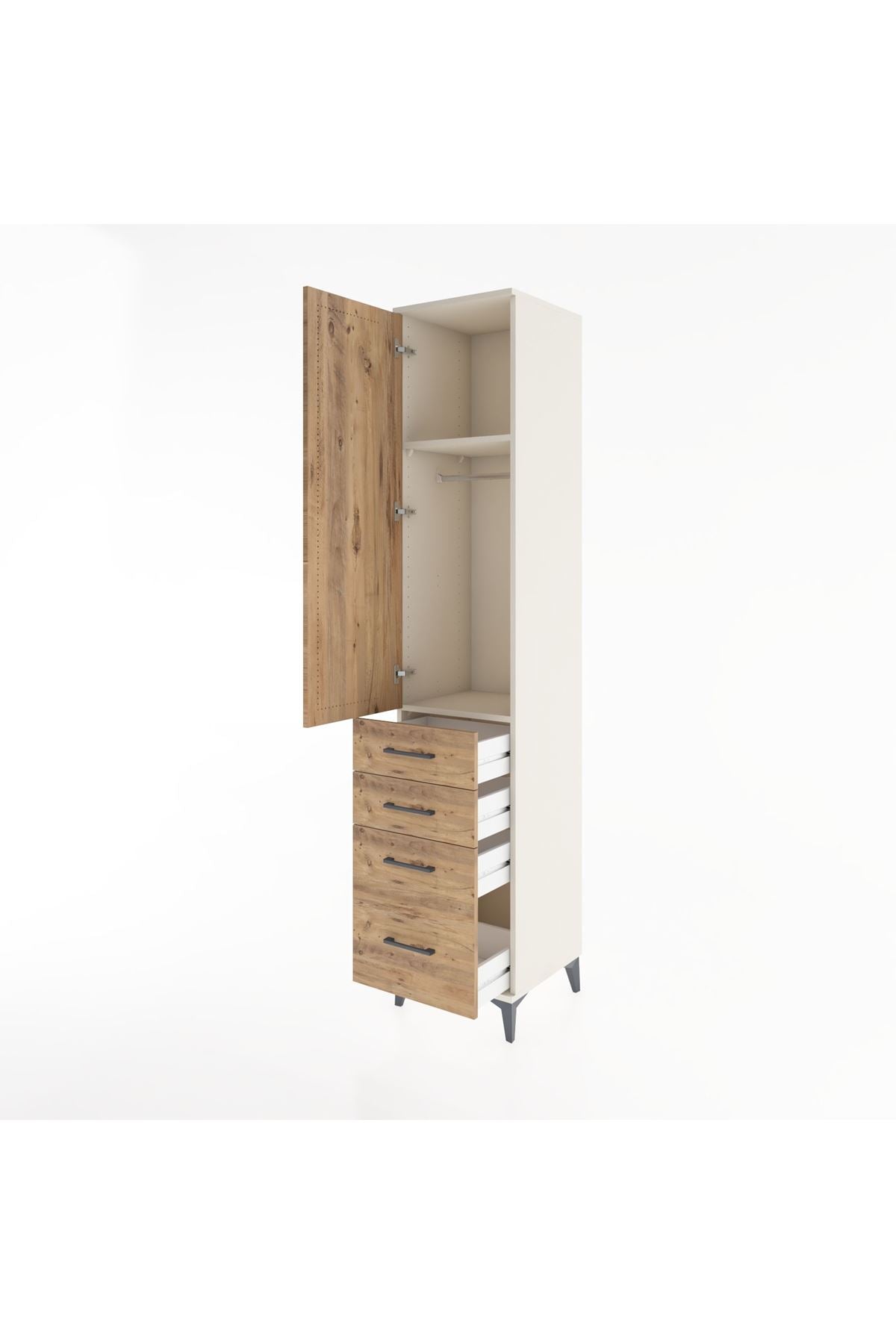 Hyperion Dolap 2 Raflı 4 Çekmeceli Tek Askılı 44x44x221 - S61M057V3B