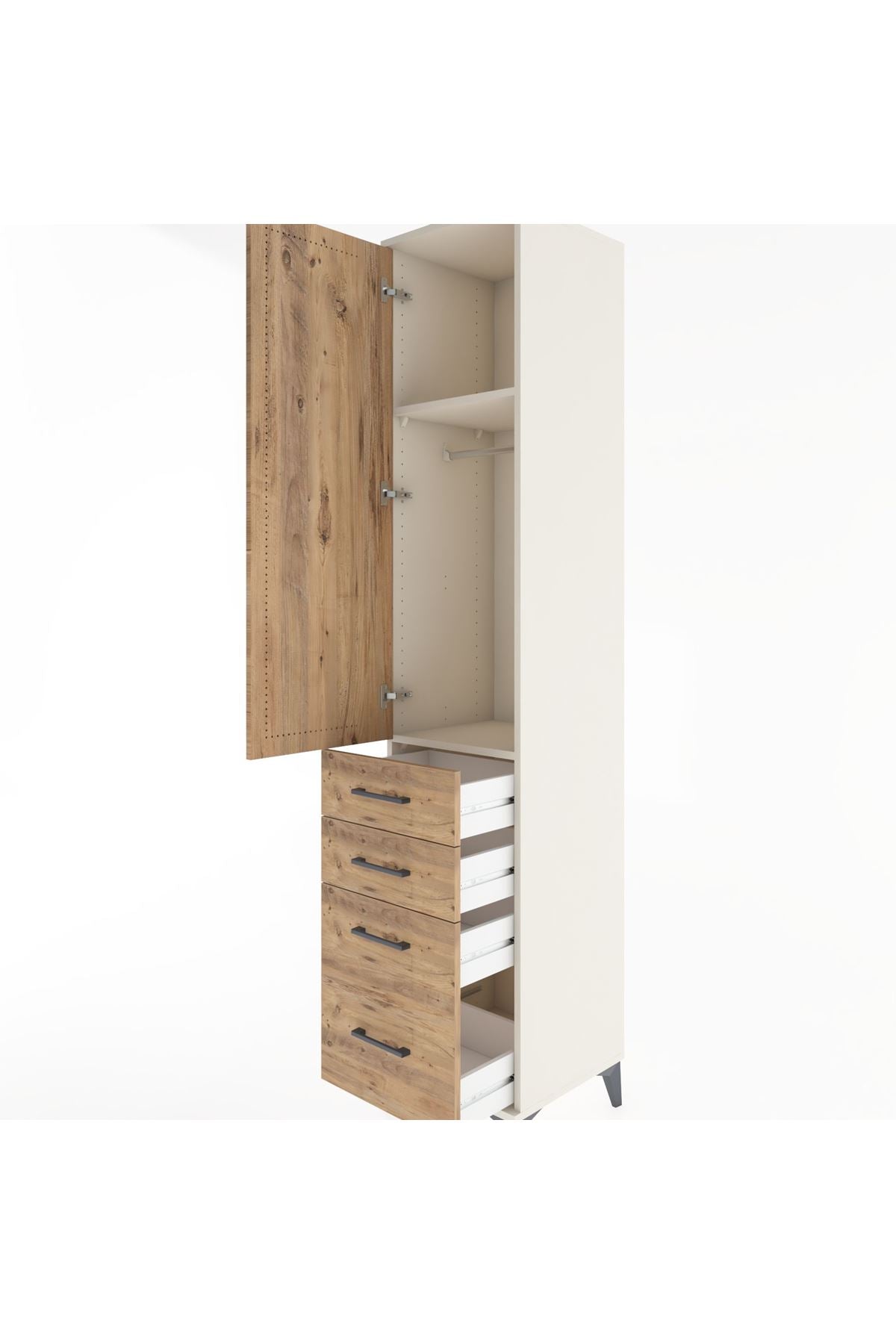 Hyperion Dolap 2 Raflı 4 Çekmeceli Tek Askılı 44x44x221 - S61M057V3B