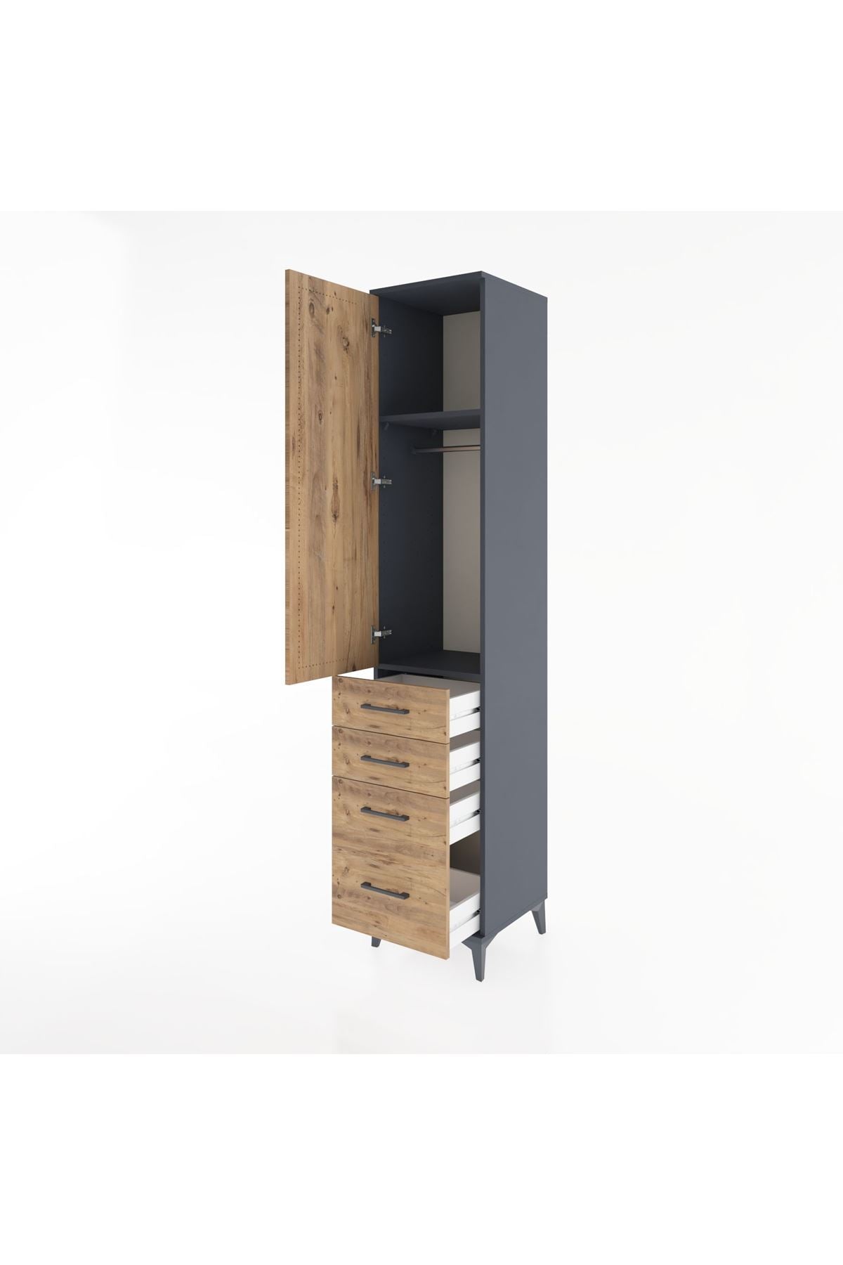 Hyperion Dolap 2 Raflı 4 Çekmeceli Tek Askılı 44x44x221 - S61M057V6B