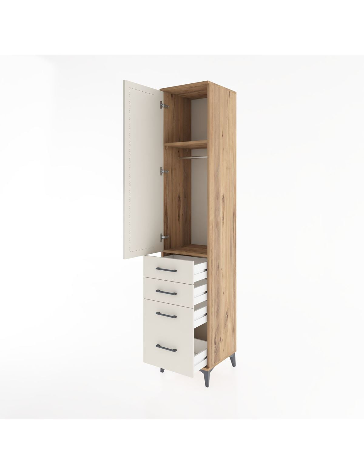 Hyperion Dolap 2 Raflı 4 Çekmeceli Tek Askılı 44x44x221 - S61M057V7B