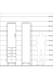 Hyperion Dolap 2 Raflı 4 Çekmeceli Tek Askılı 44x44x221 - S61M057V7B