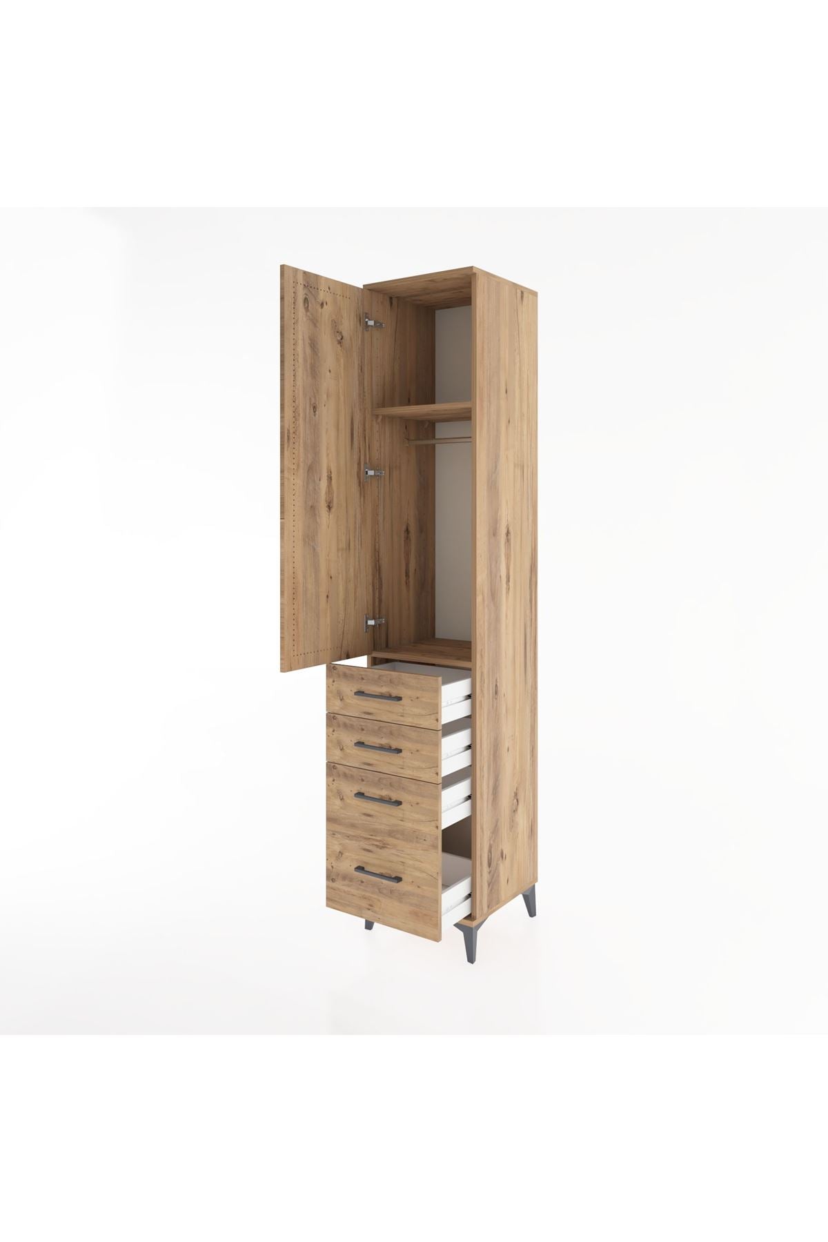 Hyperion Dolap 2 Raflı 4 Çekmeceli Tek Askılı 44x44x221 - S61M057V9B