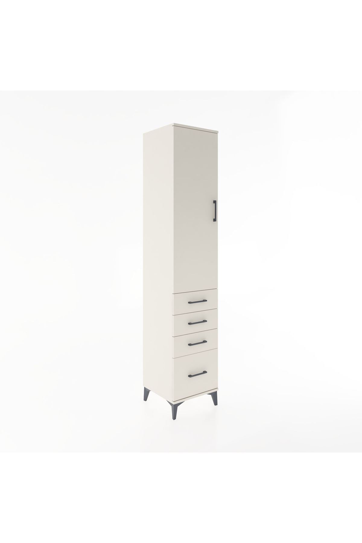Hyperion Dolap 3 Raflı 4 Çekmeceli Tek Kapaklı 44x44x221 - S61M058V1B