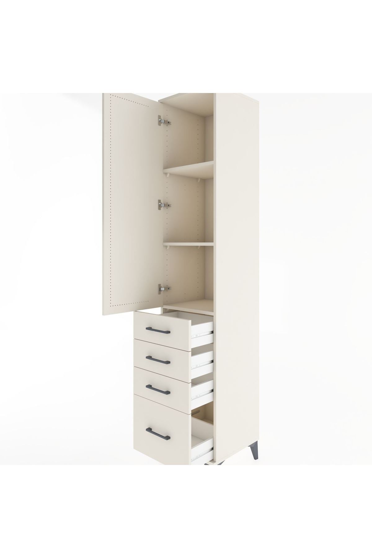 Hyperion Dolap 3 Raflı 4 Çekmeceli Tek Kapaklı 44x44x221 - S61M058V1B