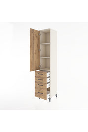 Hyperion Dolap 3 Raflı 4 Çekmeceli Tek Kapaklı 44x44x221 - S61M058V3B