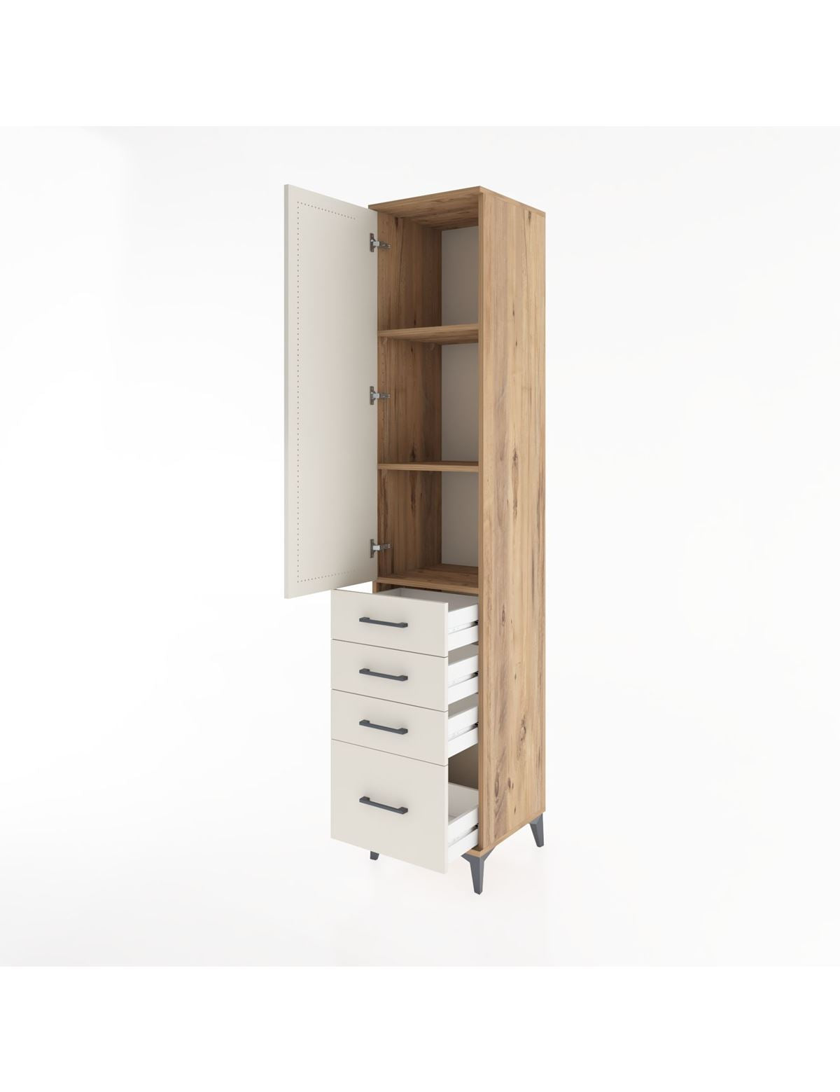 Hyperion Dolap 3 Raflı 4 Çekmeceli Tek Kapaklı 44x44x221 - S61M058V7B