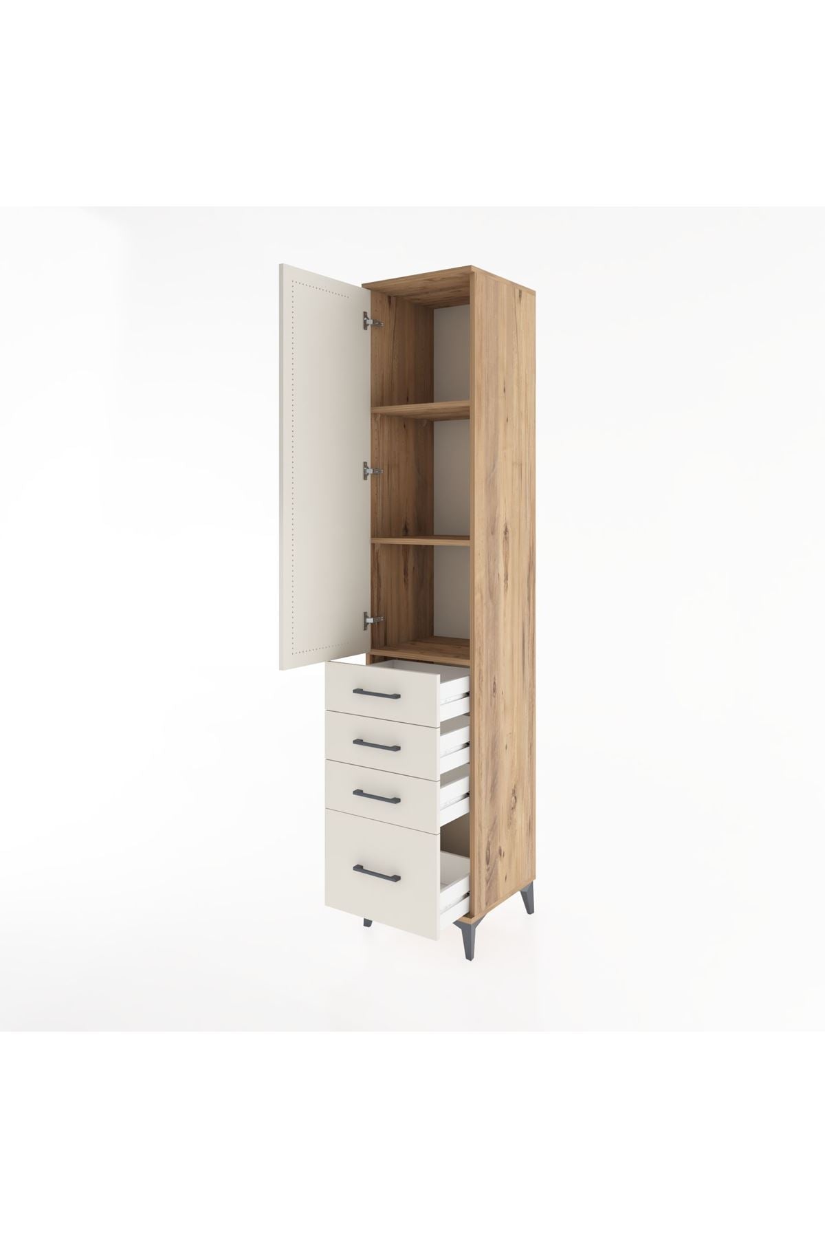 Hyperion Dolap 3 Raflı 4 Çekmeceli Tek Kapaklı 44x44x221 - S61M058V7B