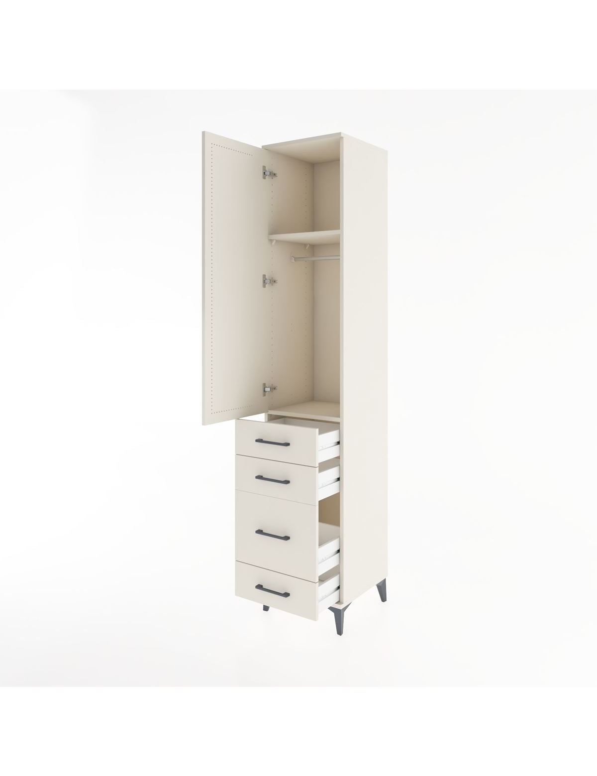 Hyperion Dolap 2 Raflı 4 Çekmeceli Tek Askılı 44x44x221 - S61M059V1B