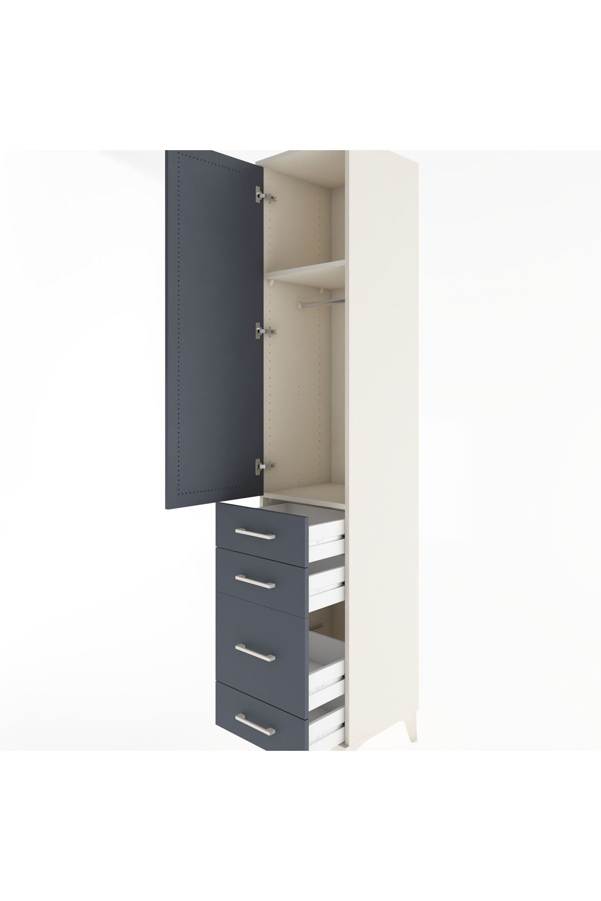 Hyperion Dolap 2 Raflı 4 Çekmeceli Tek Askılı 44x44x221 - S61M059V2B