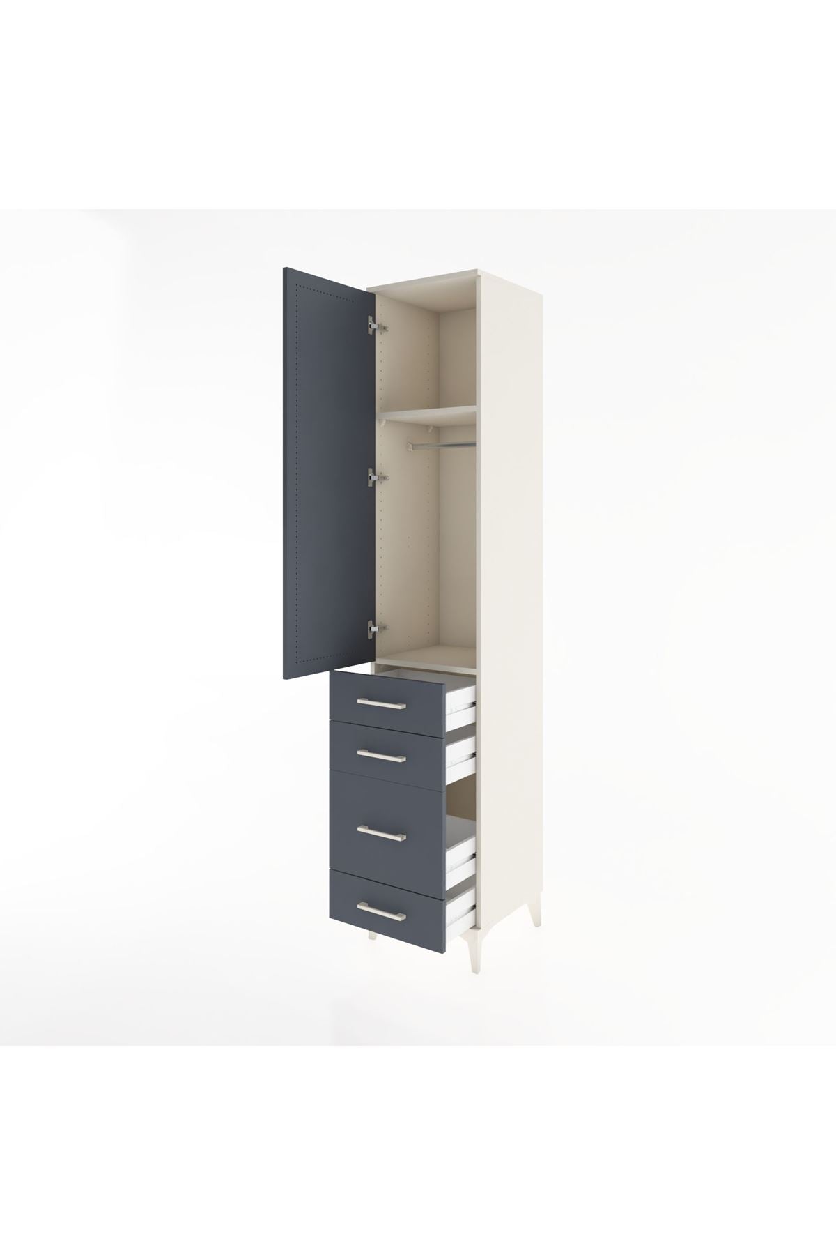 Hyperion Dolap 2 Raflı 4 Çekmeceli Tek Askılı 44x44x221 - S61M059V2B