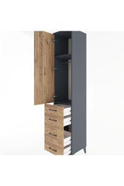 Hyperion Dolap 2 Raflı 4 Çekmeceli Tek Askılı 44x44x221 - S61M059V6B