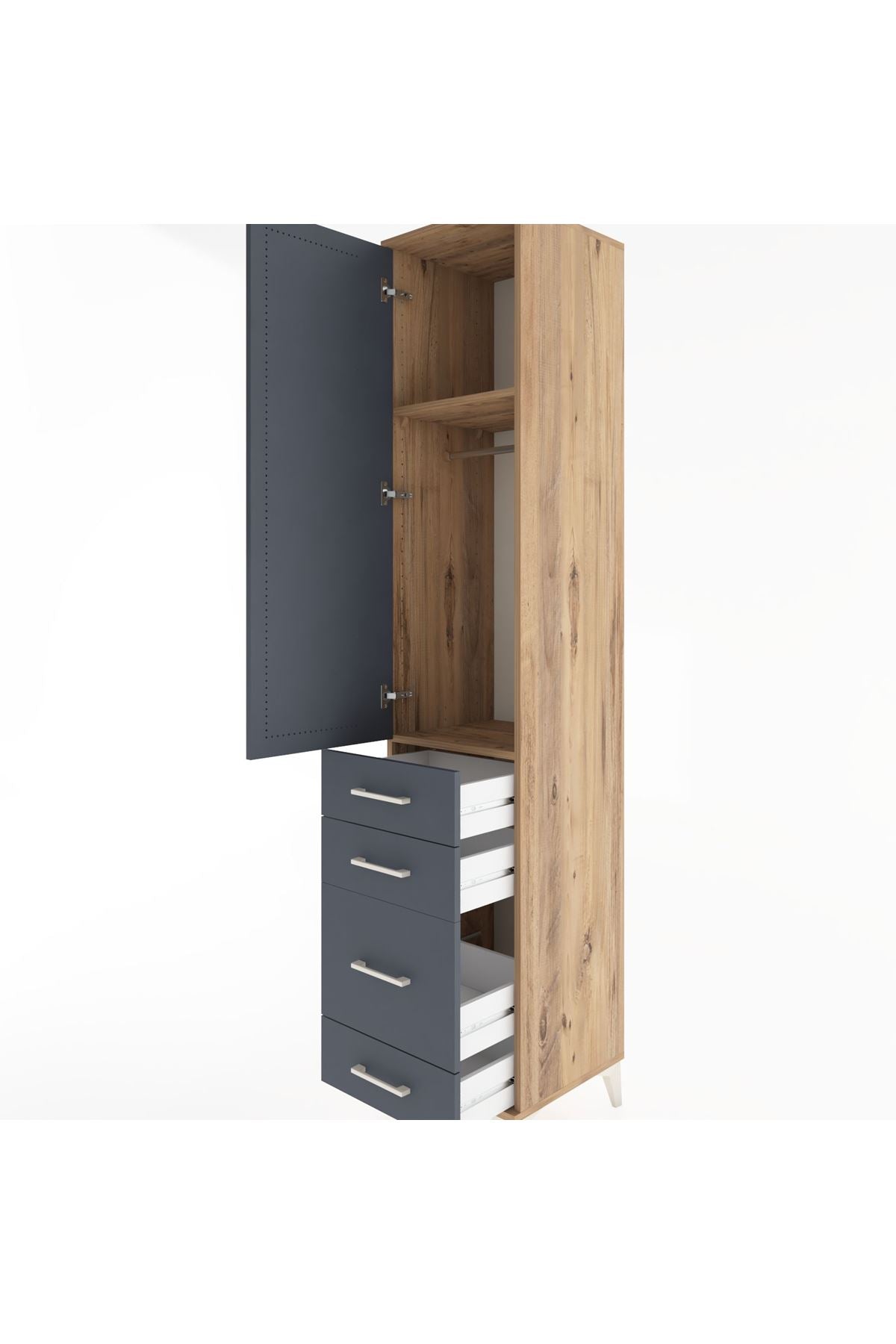 Hyperion Dolap 2 Raflı 4 Çekmeceli Tek Askılı 44x44x221 - S61M059V8B