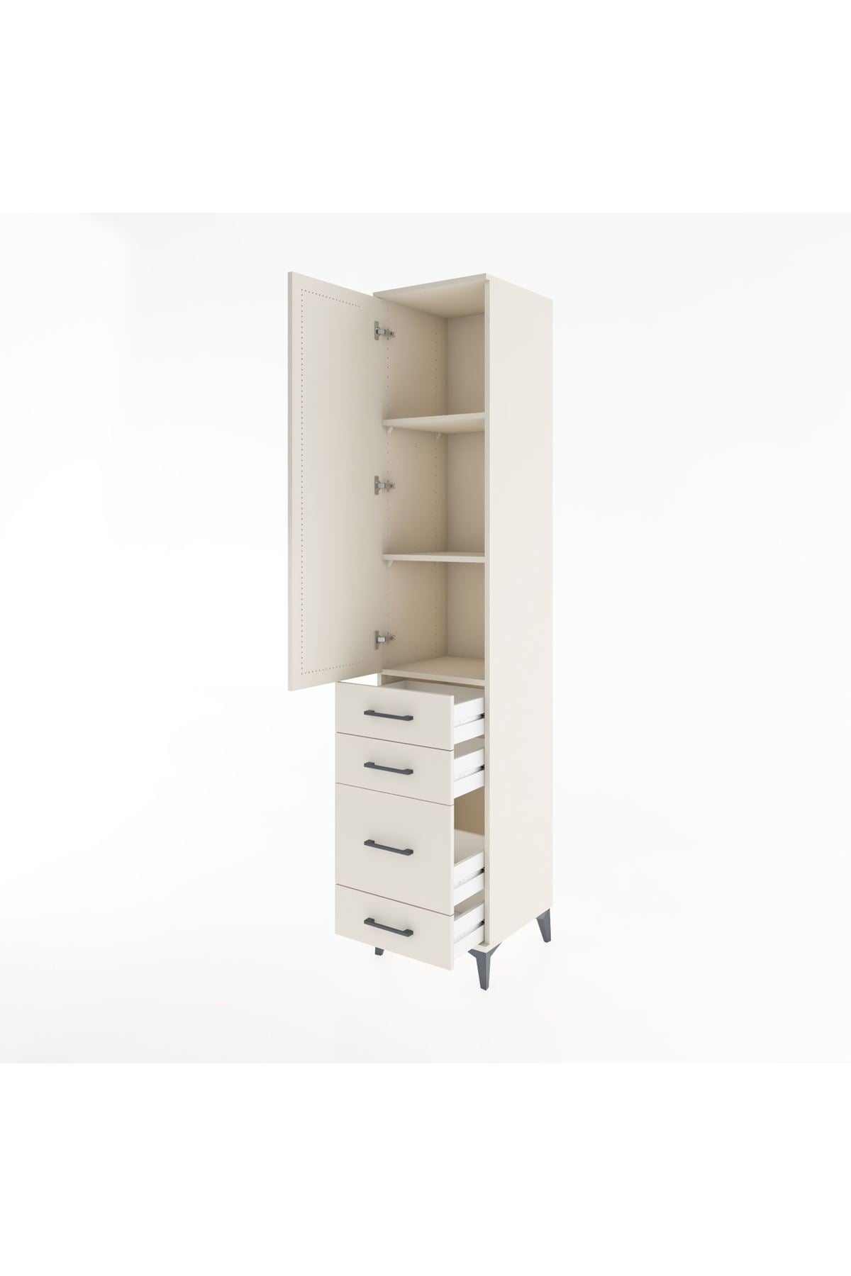 Hyperion Dolap 3 Raflı 4 Çekmeceli Tek Kapaklı 44x44x221 - S61M060V1B