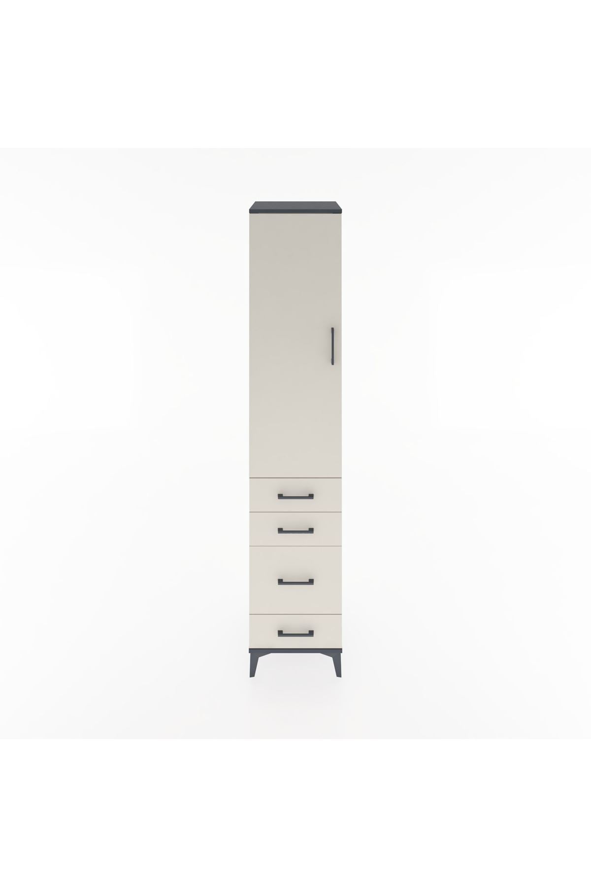 Hyperion Dolap 3 Raflı 4 Çekmeceli Tek Kapaklı 44x44x221 - S61M060V4B