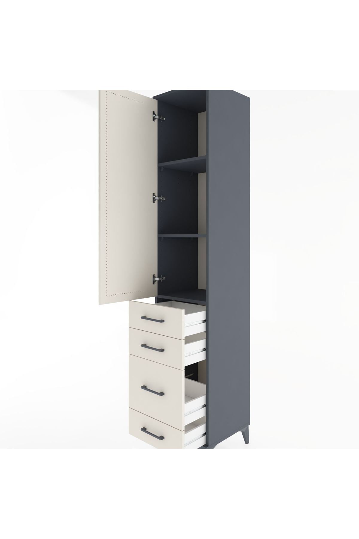 Hyperion Dolap 3 Raflı 4 Çekmeceli Tek Kapaklı 44x44x221 - S61M060V4B