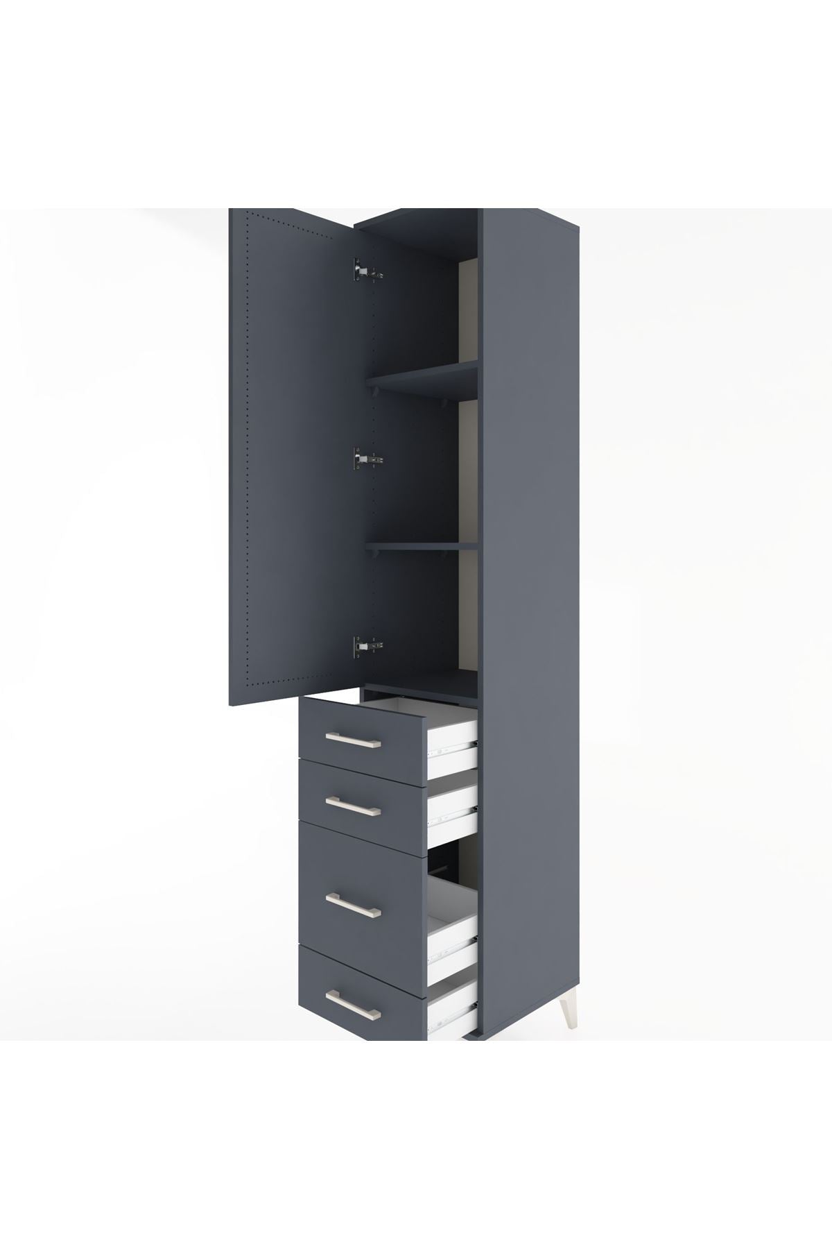 Hyperion Dolap 3 Raflı 4 Çekmeceli Tek Kapaklı 44x44x221 - S61M060V5B