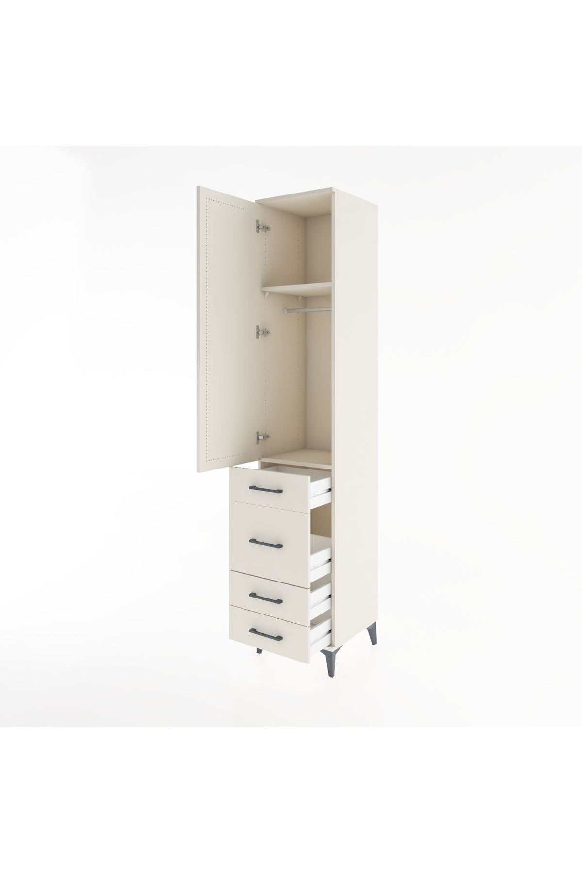 Hyperion Dolap 2 Raflı 4 Çekmeceli Tek Askılı 44x44x221 - S61M061V1B