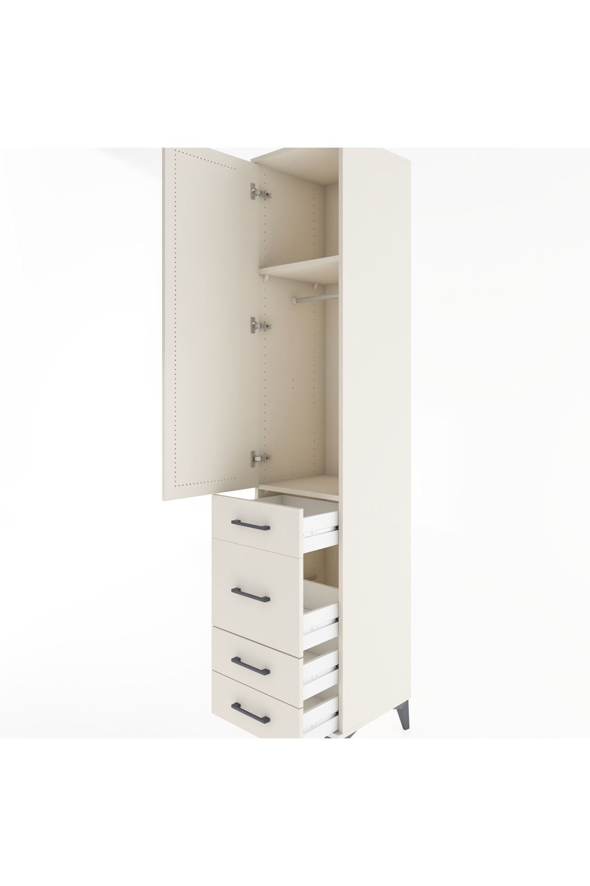 Hyperion Dolap 2 Raflı 4 Çekmeceli Tek Askılı 44x44x221 - S61M061V1B