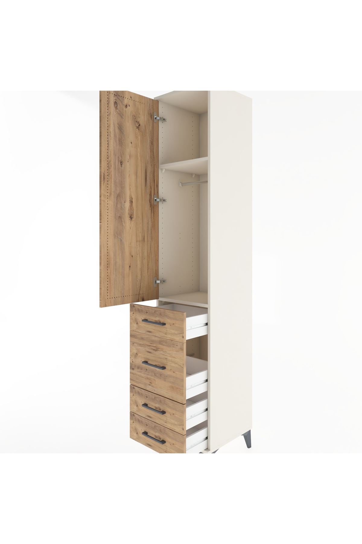 Hyperion Dolap 2 Raflı 4 Çekmeceli Tek Askılı 44x44x221 - S61M061V3B