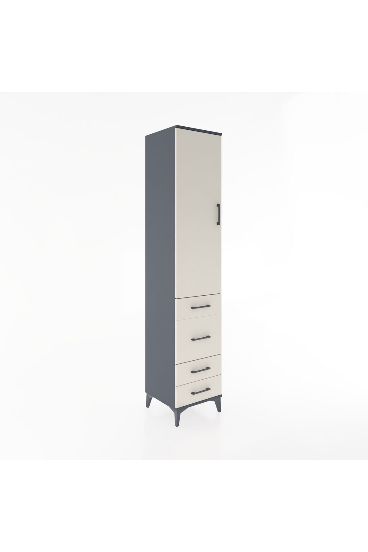 Hyperion Dolap 2 Raflı 4 Çekmeceli Tek Askılı 44x44x221 - S61M061V4B