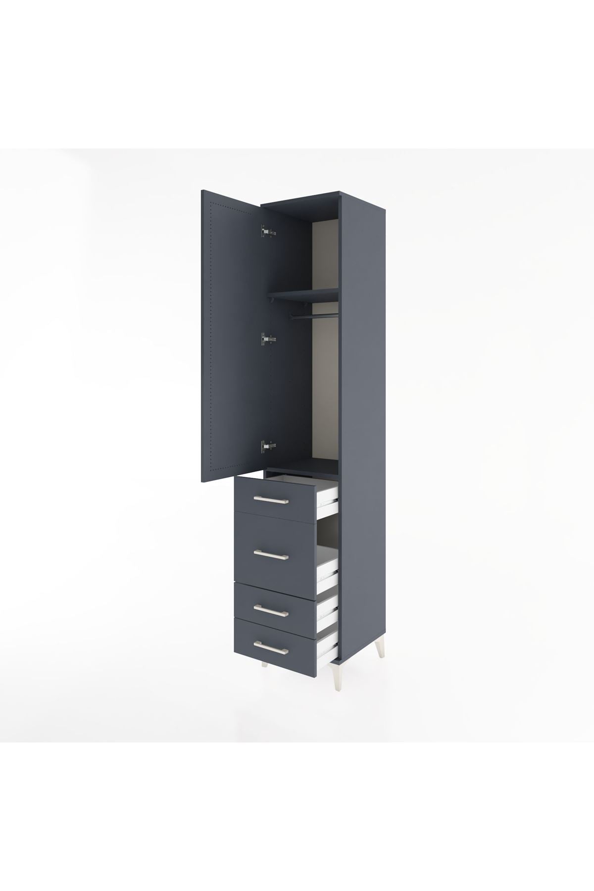 Hyperion Dolap 2 Raflı 4 Çekmeceli Tek Askılı 44x44x221 - S61M061V5B