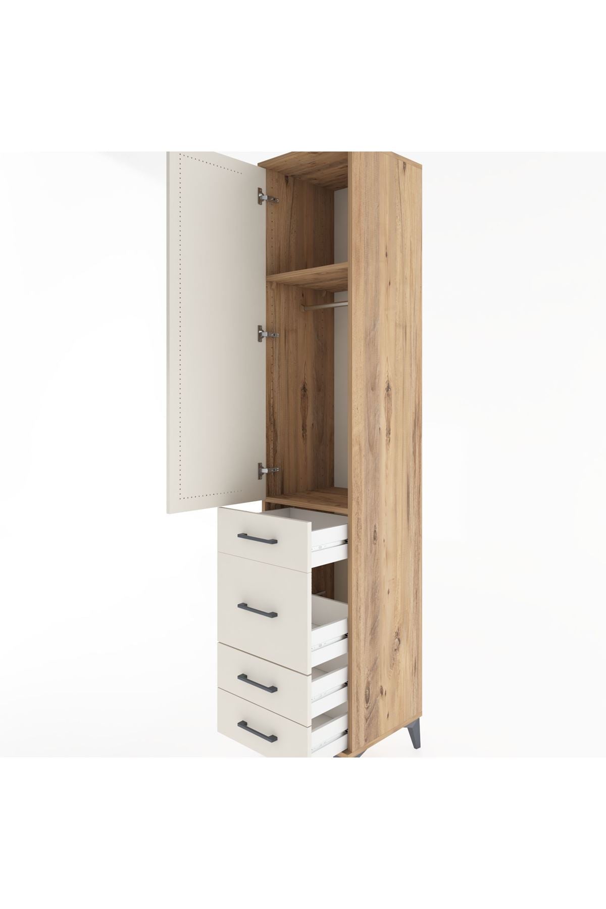 Hyperion Dolap 2 Raflı 4 Çekmeceli Tek Askılı 44x44x221 - S61M061V7B