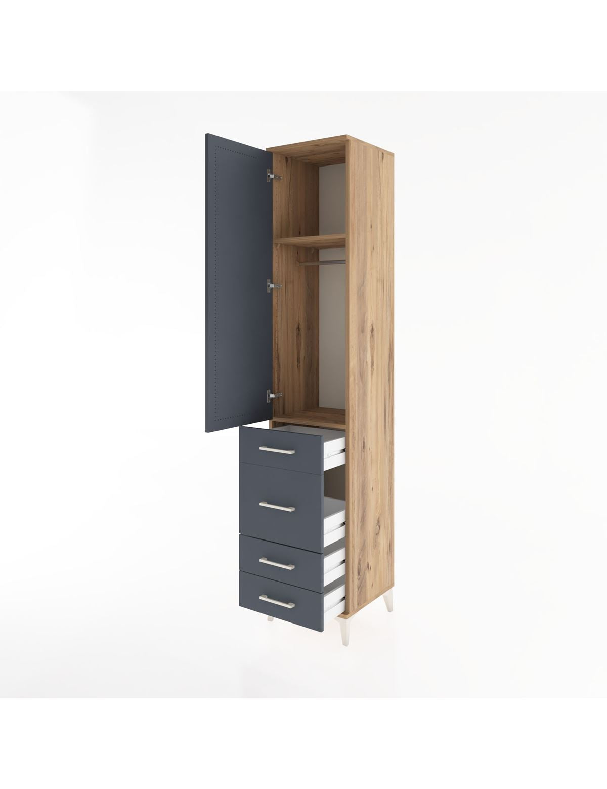 Hyperion Dolap 2 Raflı 4 Çekmeceli Tek Askılı 44x44x221 - S61M061V8B