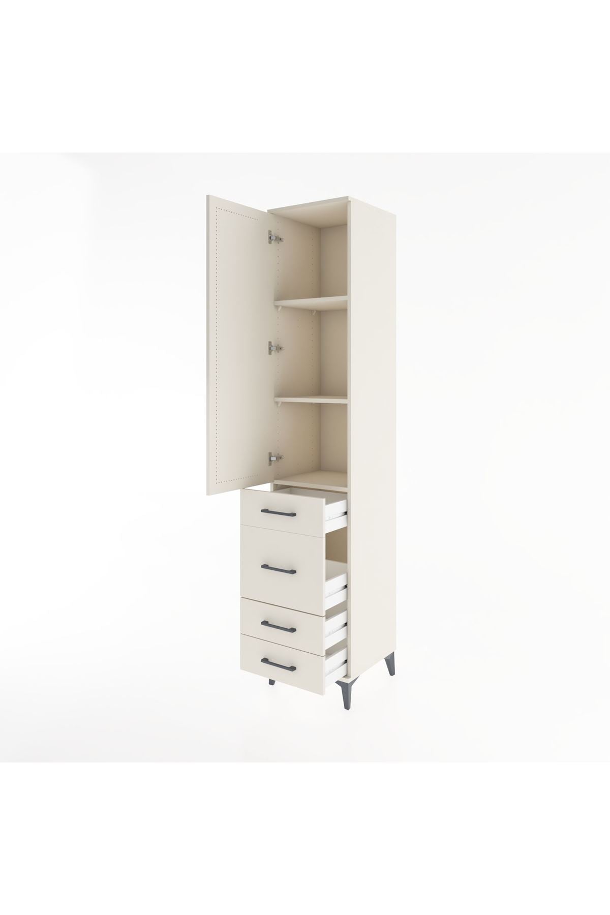 Hyperion Dolap 3 Raflı 4 Çekmeceli Tek Kapaklı 44x44x221 - S61M062V1B