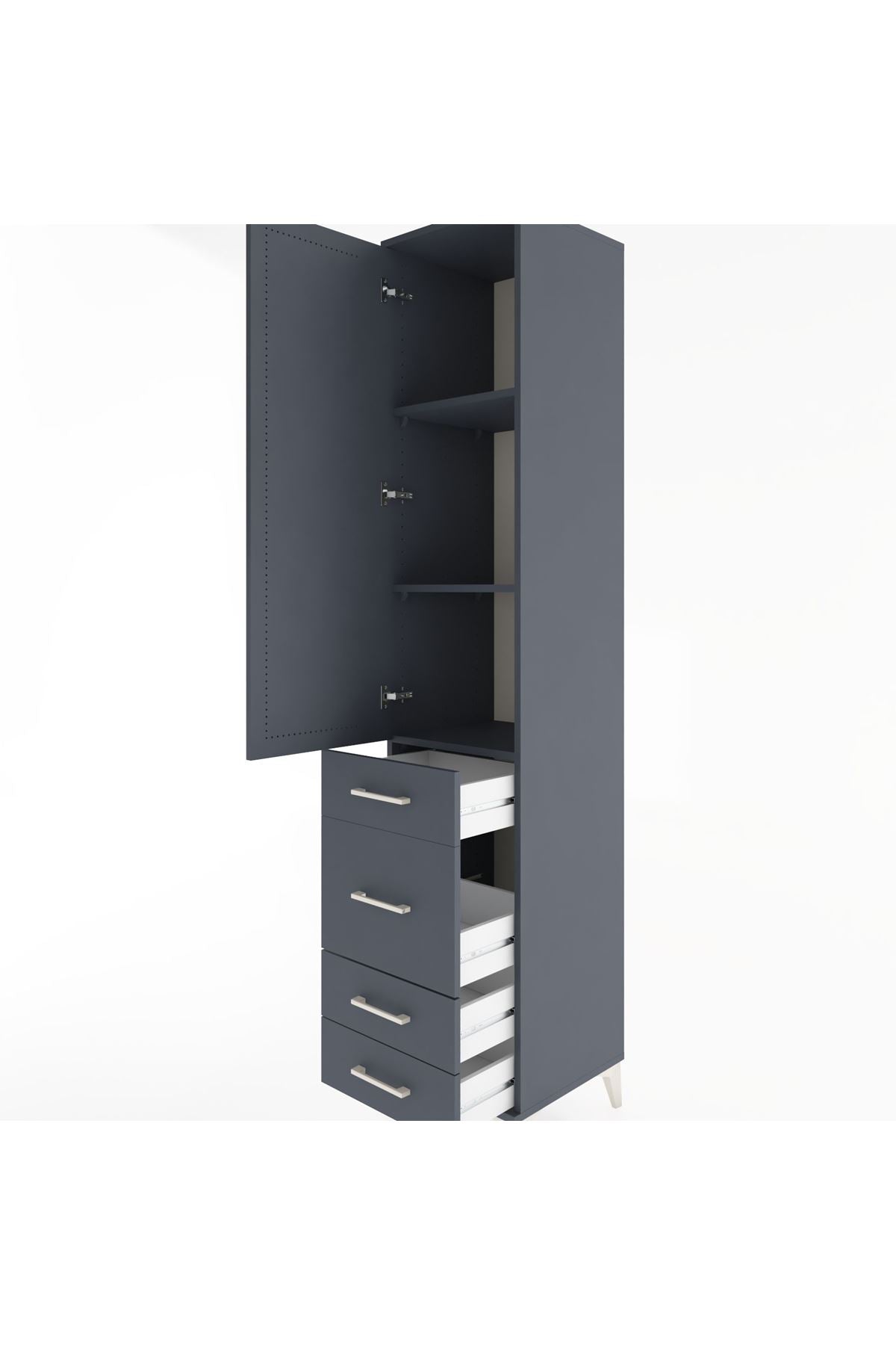 Hyperion Dolap 3 Raflı 4 Çekmeceli Tek Kapaklı 44x44x221 - S61M062V5B