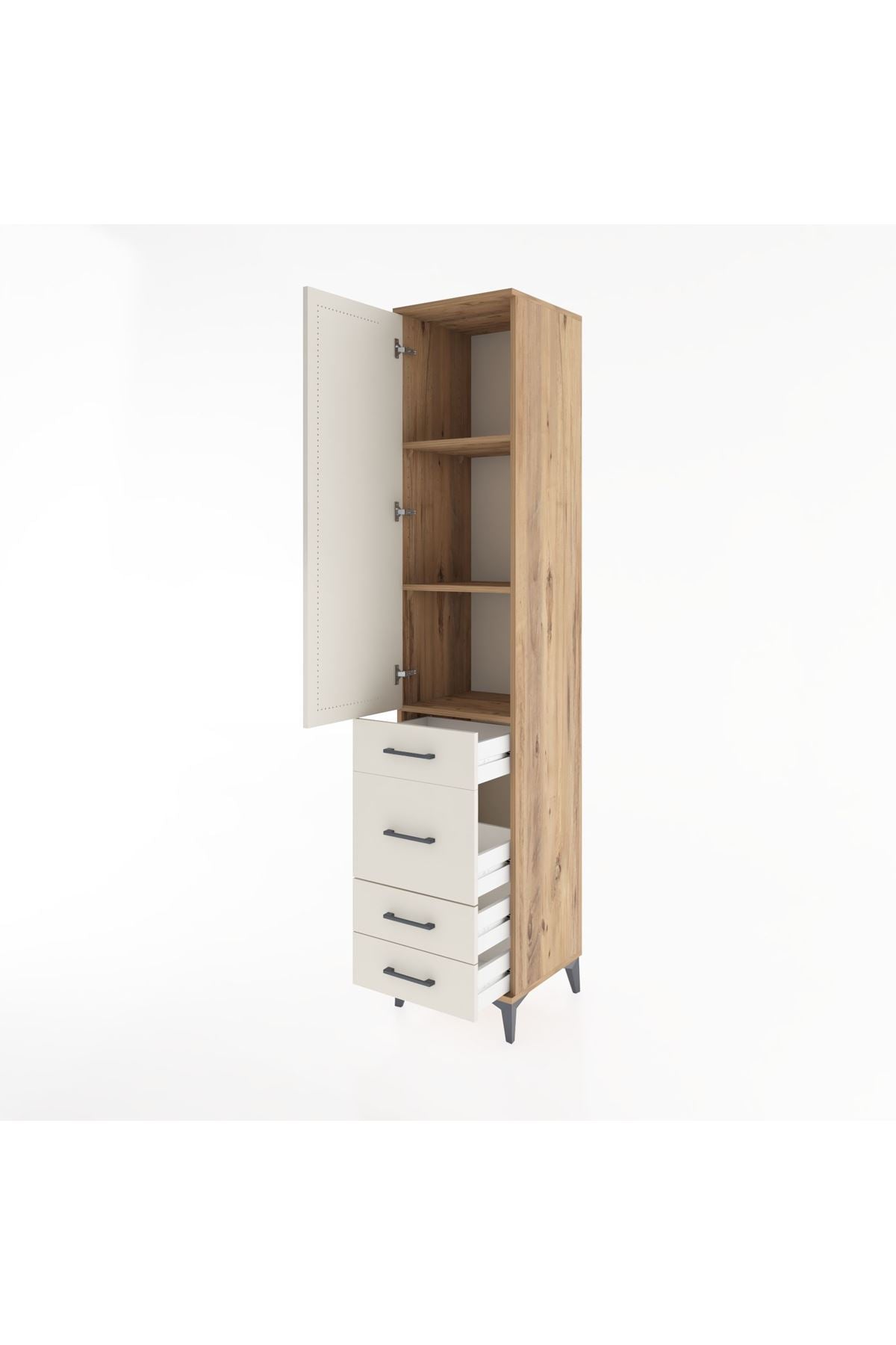 Hyperion Dolap 3 Raflı 4 Çekmeceli Tek Kapaklı 44x44x221 - S61M062V7B