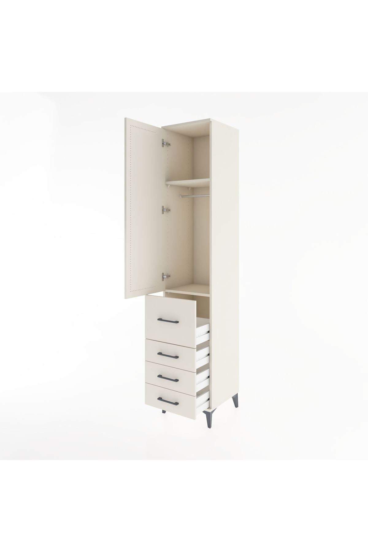 Hyperion Dolap 2 Raflı 4 Çekmeceli Tek Askılı 44x44x221 - S61M063V1B
