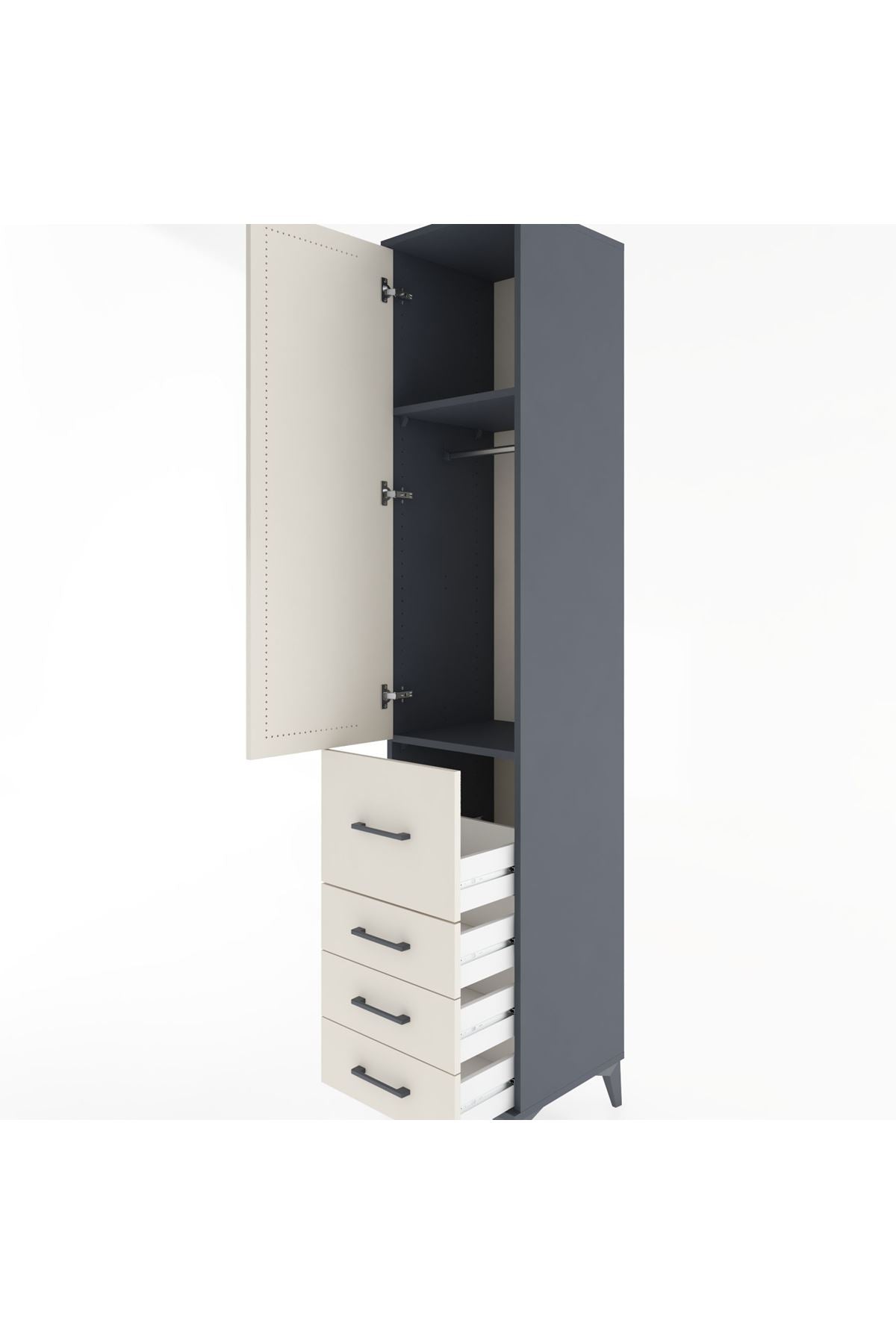Hyperion Dolap 2 Raflı 4 Çekmeceli Tek Askılı 44x44x221 - S61M063V4B