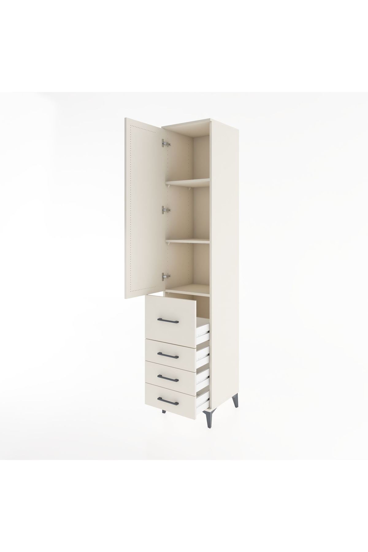 Hyperion Dolap 3 Raflı 4 Çekmeceli Tek Kapaklı 44x44x221 - S61M064V1B