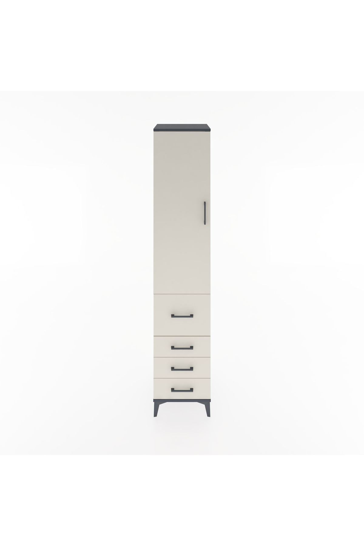 Hyperion Dolap 3 Raflı 4 Çekmeceli Tek Kapaklı 44x44x221 - S61M064V4B