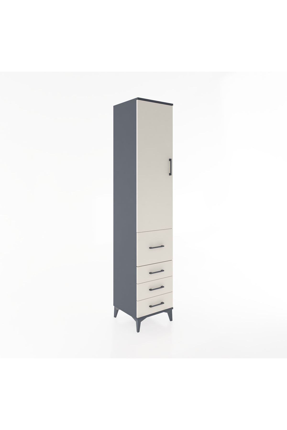 Hyperion Dolap 3 Raflı 4 Çekmeceli Tek Kapaklı 44x44x221 - S61M064V4B