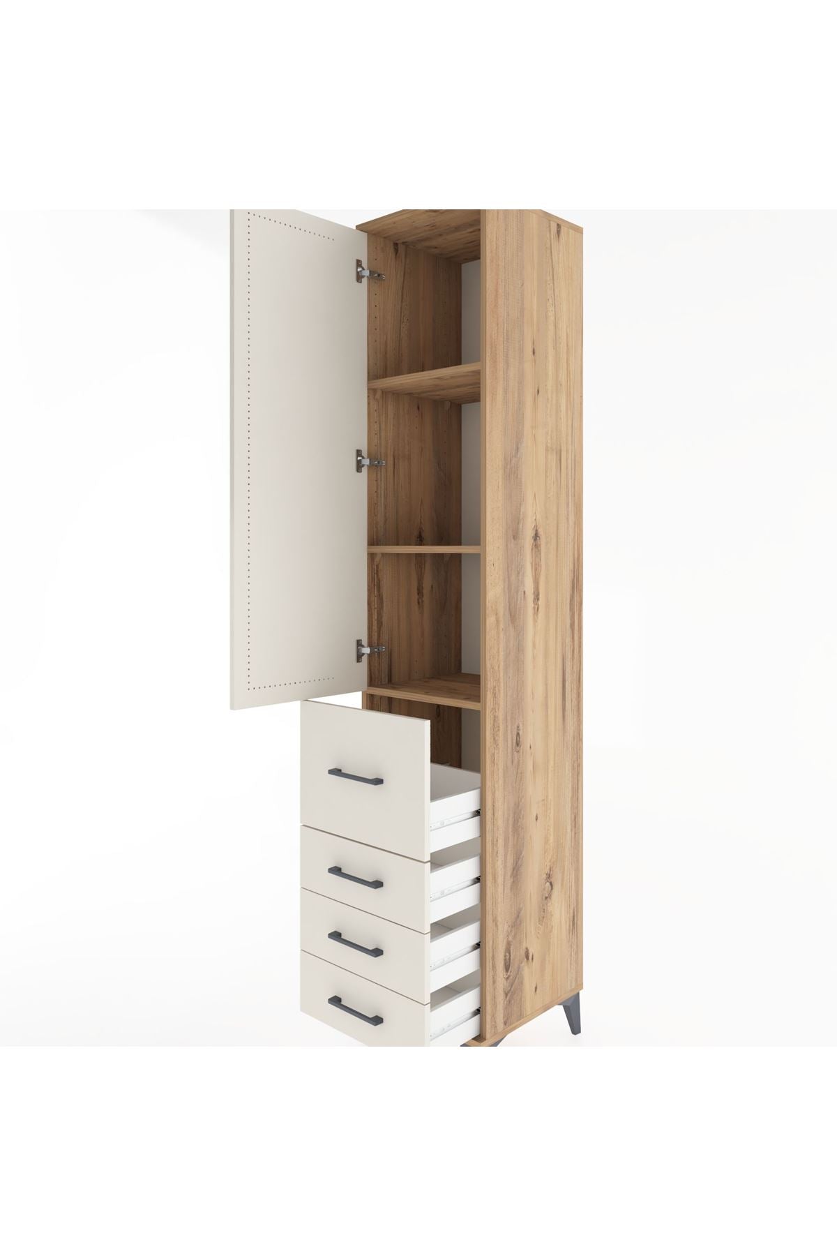 Hyperion Dolap 3 Raflı 4 Çekmeceli Tek Kapaklı 44x44x221 - S61M064V7B