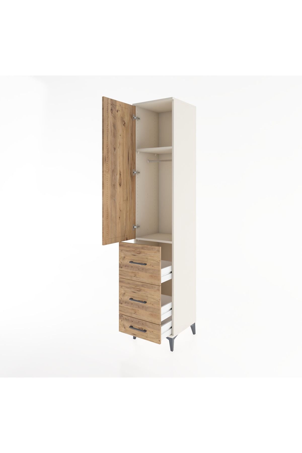 Hyperion Dolap 2 Raflı 3 Çekmeceli Tek Askılı 44x44x221 - S61M065V3B