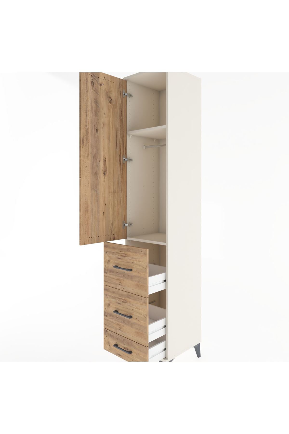 Hyperion Dolap 2 Raflı 3 Çekmeceli Tek Askılı 44x44x221 - S61M065V3B