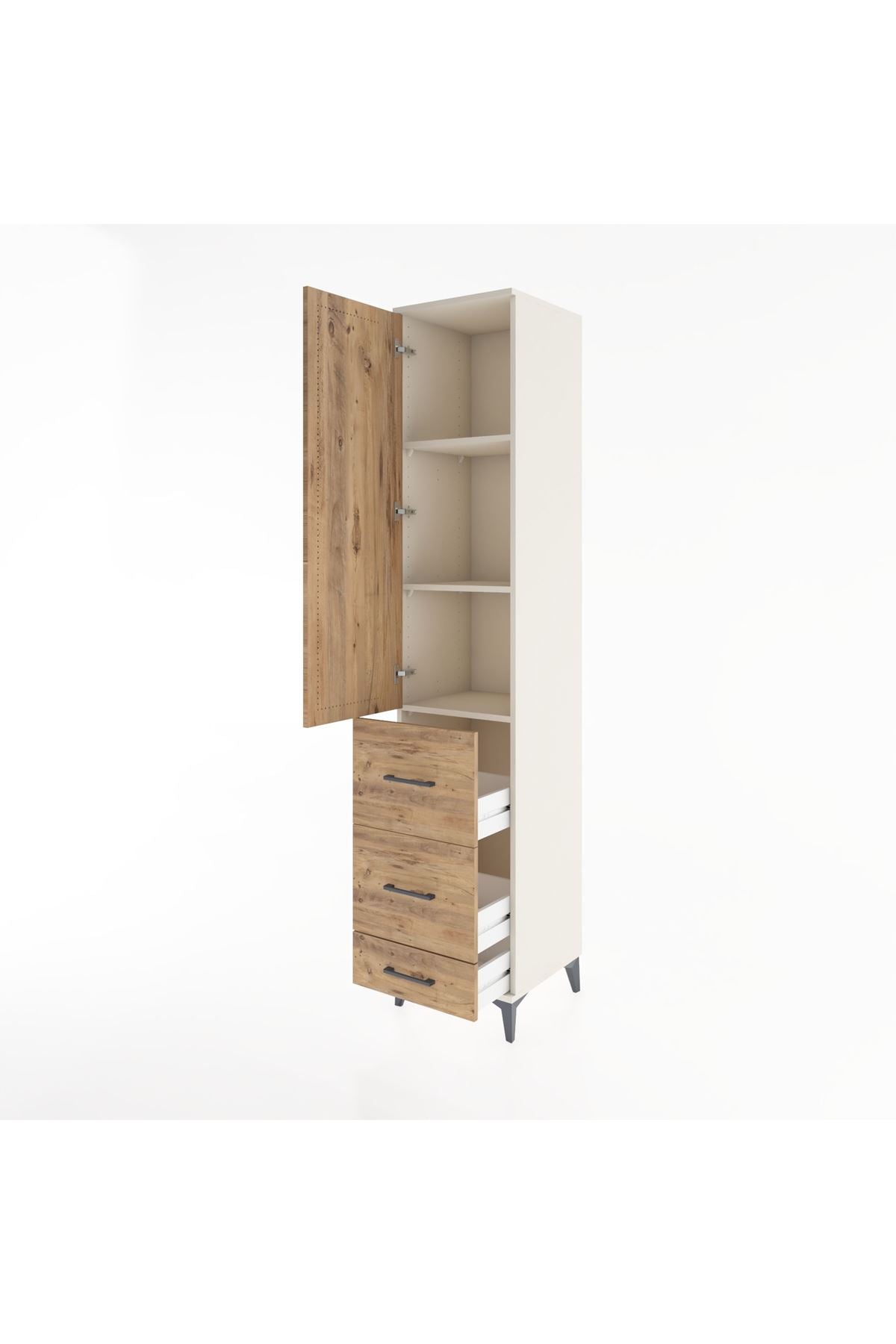 Hyperion Dolap 3 Raflı 3 Çekmeceli Tek Kapaklı 44x44x221 - S61M066V3B