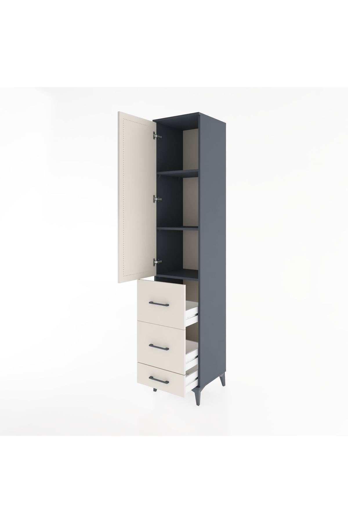 Hyperion Dolap 3 Raflı 3 Çekmeceli Tek Kapaklı 44x44x221 - S61M066V4B