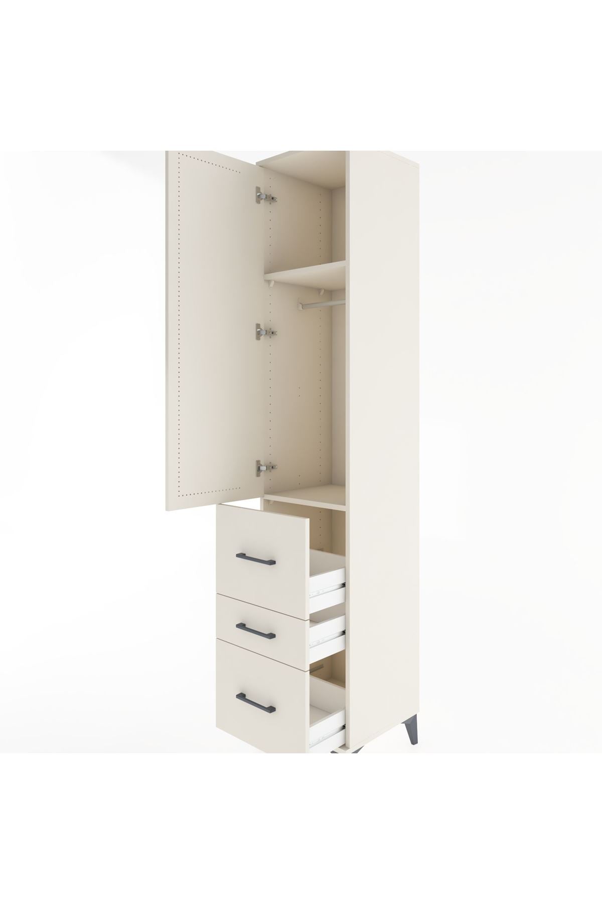 Hyperion Dolap 2 Raflı 3 Çekmeceli Tek Askılı 44x44x221 - S61M067V1B
