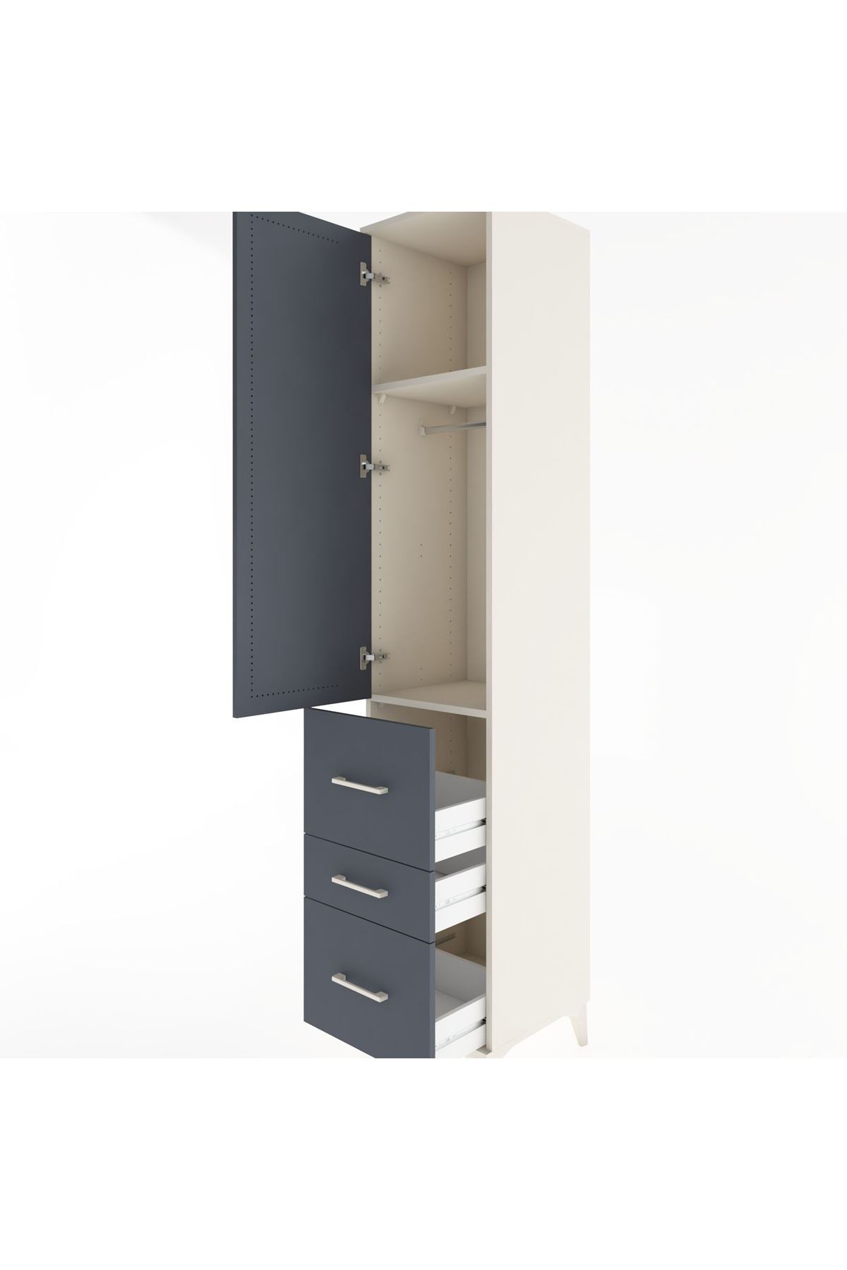 Hyperion Dolap 2 Raflı 3 Çekmeceli Tek Askılı 44x44x221 - S61M067V2B