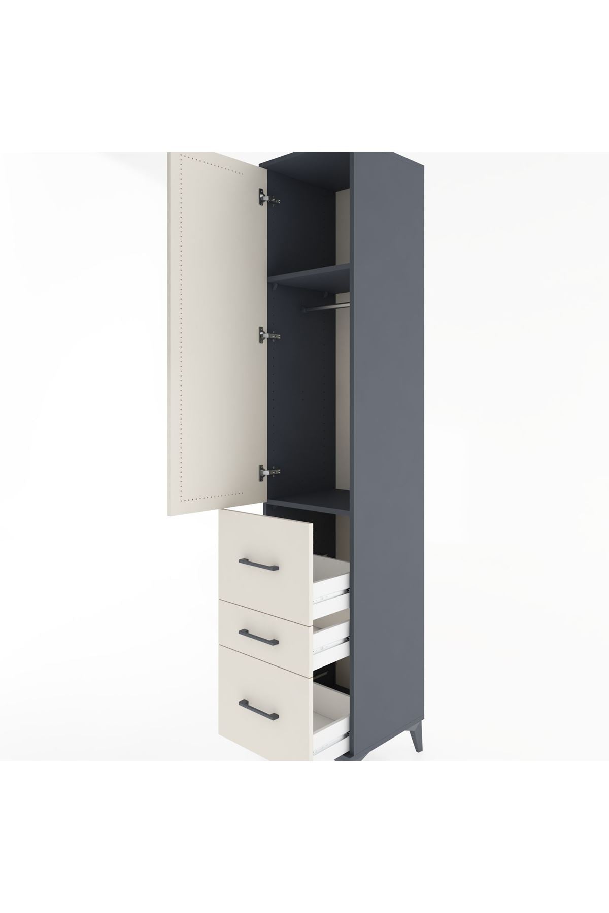 Hyperion Dolap 2 Raflı 3 Çekmeceli Tek Askılı 44x44x221 - S61M067V4B