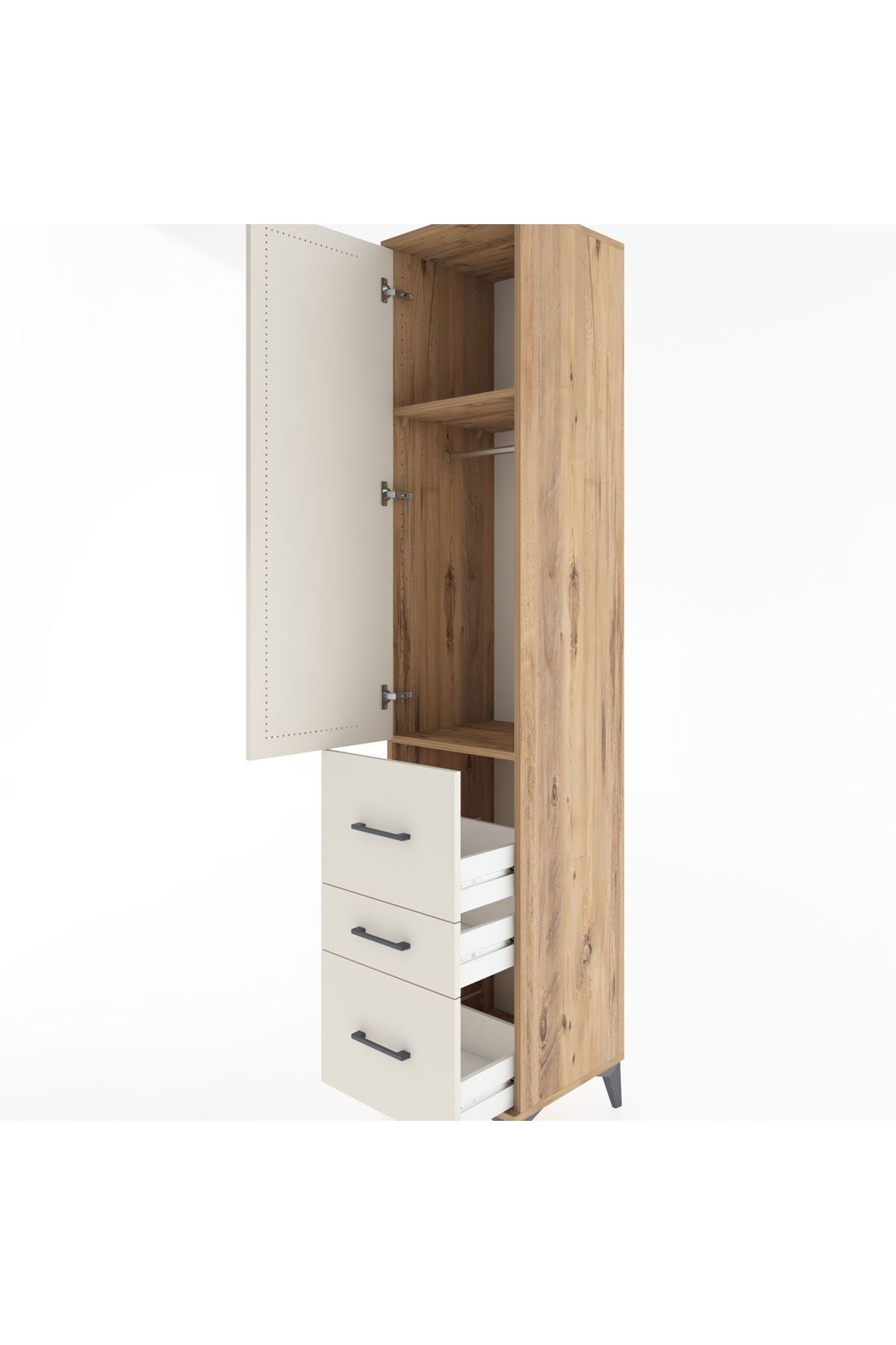 Hyperion Dolap 2 Raflı 3 Çekmeceli Tek Askılı 44x44x221 - S61M067V7B