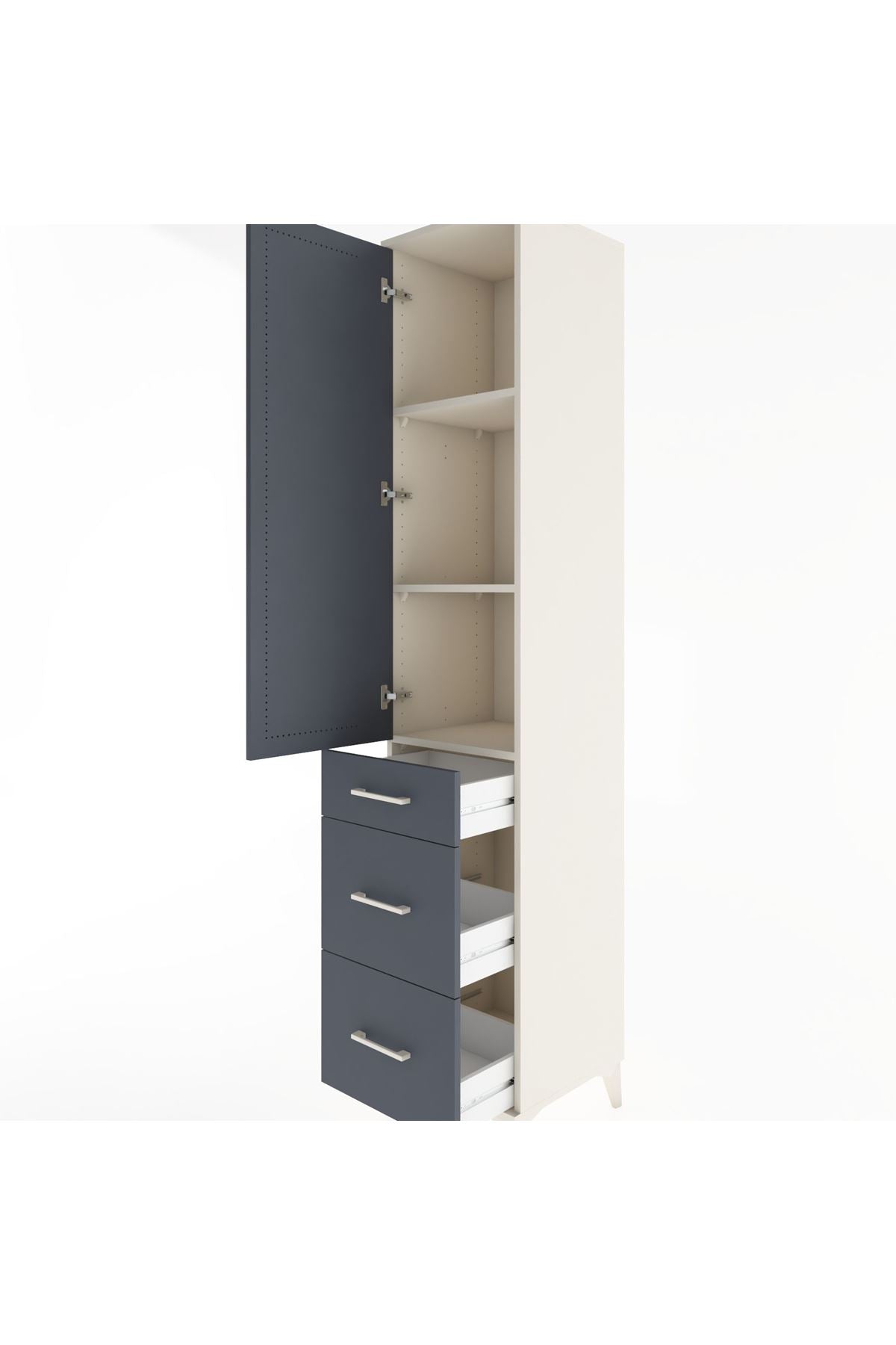 Hyperion Dolap 3 Raflı 3 Çekmeceli Tek Kapaklı 44x44x221 - S61M069V2B