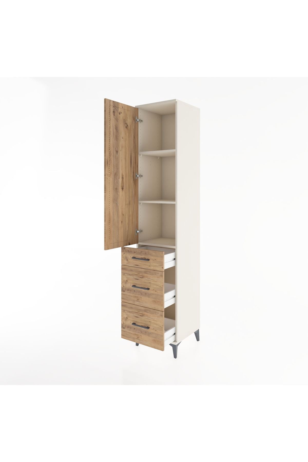 Hyperion Dolap 3 Raflı 3 Çekmeceli Tek Kapaklı 44x44x221 - S61M069V3B
