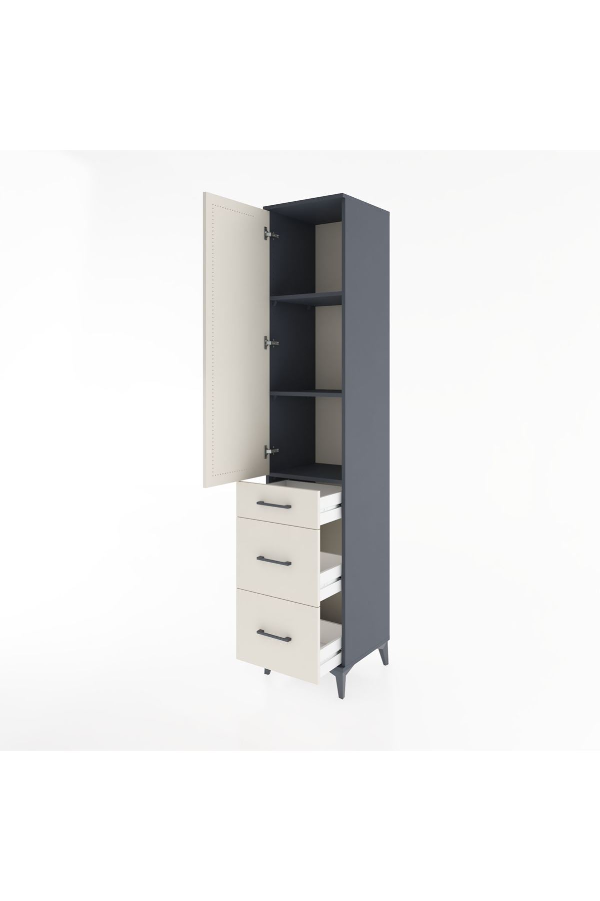 Hyperion Dolap 3 Raflı 3 Çekmeceli Tek Kapaklı 44x44x221 - S61M069V4B