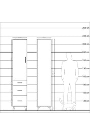 Hyperion Dolap 3 Raflı 3 Çekmeceli Tek Kapaklı 44x44x221 - S61M069V8B
