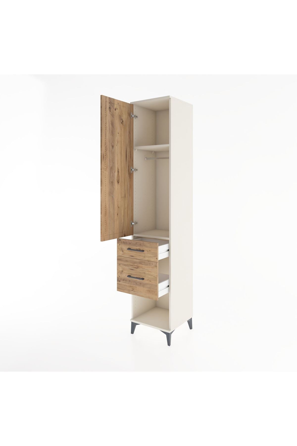 Hyperion Dolap 2 Raflı 2 Çekmeceli Tek Askılı 44x44x221 - S61M070V3B