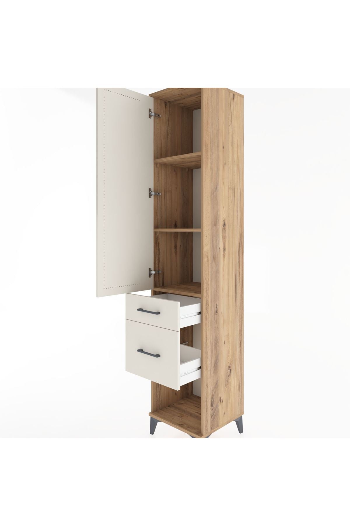 Hyperion Dolap 3 Raflı 2 Çekmeceli Tek Kapaklı 44x44x221 - S61M071V7B